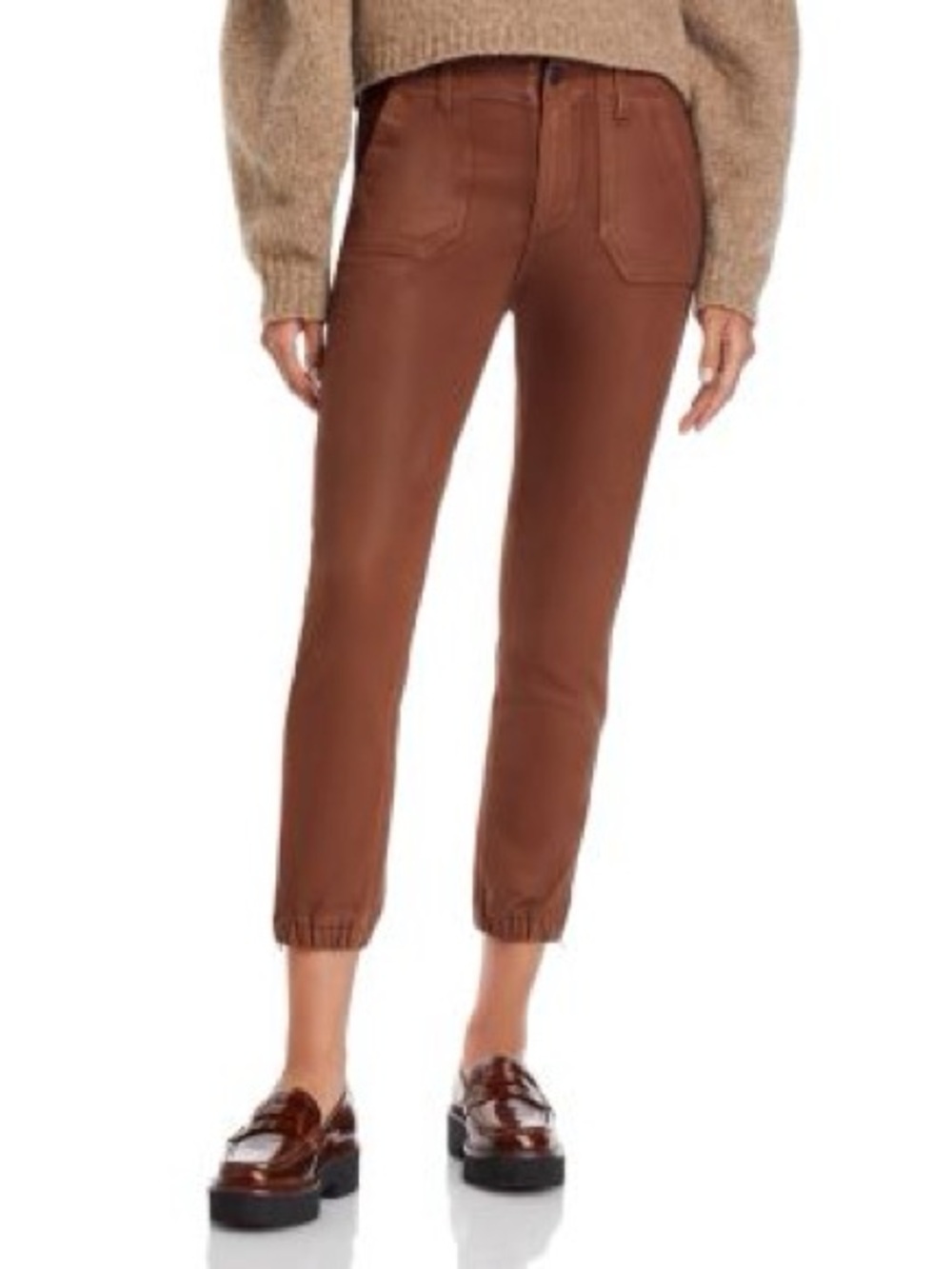 Anthropologie NWT Paige Mayslie Jogger Luxe Cognac Brown 28